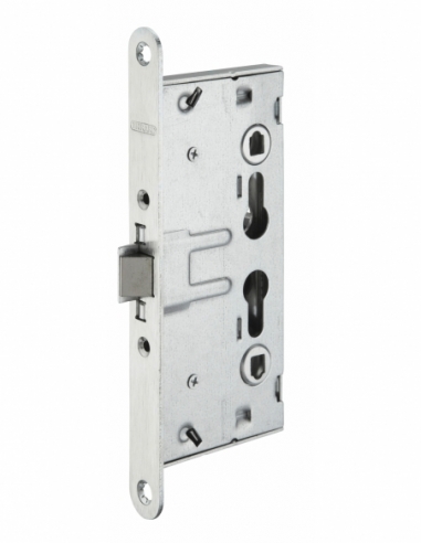 Boitier de serrure encastrable à cylindre pour porte de chaufferie, axe 65mm, industrie, bouts ronds, zingué - THIRARD FBA