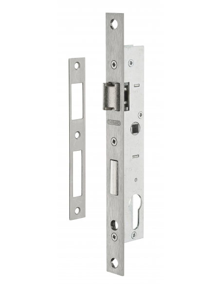 Boitier de serrure encastrable à cylindre pour menuiserie métallique, axe 16.5mm, bouts carrés, zingué - THIRARD FBA
