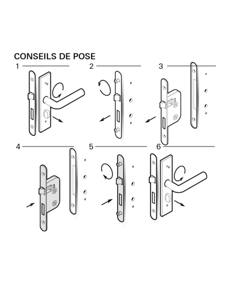 Serrure encastrable pêne dormant pour porte de chambre, axe 50mm, bouts ronds, noir - THIRARD FBA