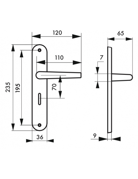 Ensemble de poignées pour porte intérieure Hebe à condamnation, carré 7mm, entr'axes 195mm, laqué blanc - THIRARD FBA