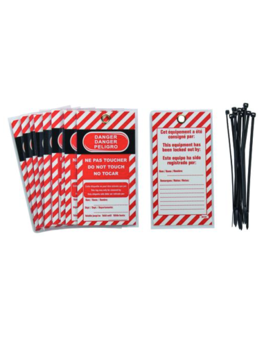 Lot de 10 étiquettes "DANGER - NE PAS TOUCHER" - Langue FR/GB/ES - THIRARD Accessoires de consignation