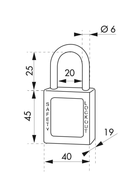Cadenas de consignation LOTO Lockout Tagout 40 mm anse acier Ø 6 x 25 mm rouge Cadenas de consignation