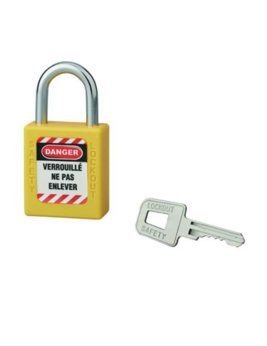 Cadenas de consignation LOTO Lockout Tagout 40 mm anse acier Ø 6 x 25 mm jaune Accessoires de consignation