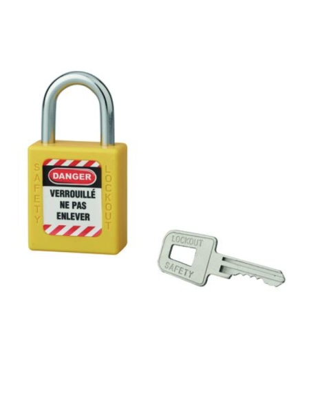 Cadenas de consignation LOTO Lockout Tagout 40 mm anse acier Ø 6 x 25 mm jaune Accessoires de consignation