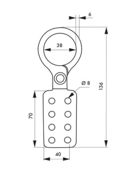 Machoire alu Ø 6mm isolée 8 trous - Ø intérieur 38mm - THIRARD Accessoires de consignation