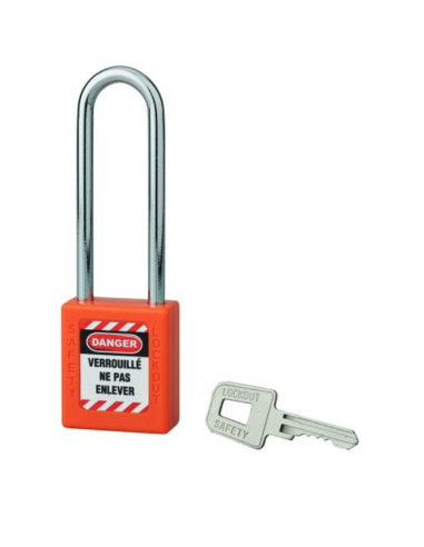 Cadenas de consignation 40mm orange anse acier 76mm 1 cle variée Cadenas de consignation
