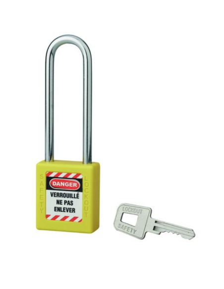Cadenas de consignation LOTO Lockout Tagout 40 mm anse acier Ø 6 x 76 mm jaune Cadenas de consignation