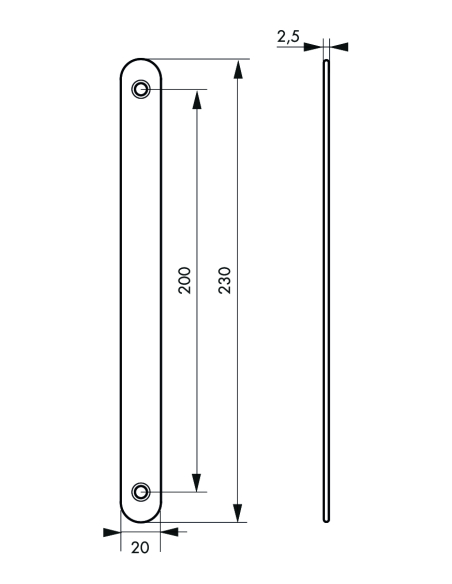 Têtière de rénovation borgne, 230x20x2.5mm, inox - THIRARD Têtière de rénovation