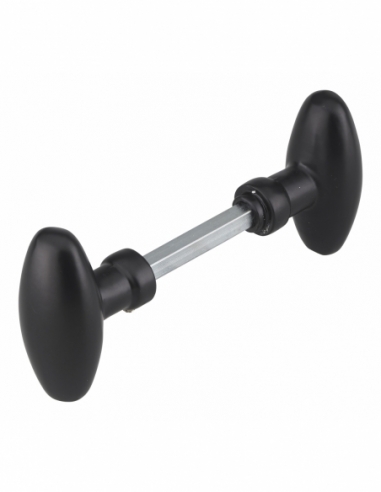 Paire de boutons ovoïdes pour porte d'entrée, carré 7x90mm, 1 portée, noir - THIRARD FBA