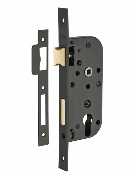 Boitier de serrure encastrable à cylindre pour porte d'entrée, axe 40mm, bouts carrés, noir - THIRARD FBA