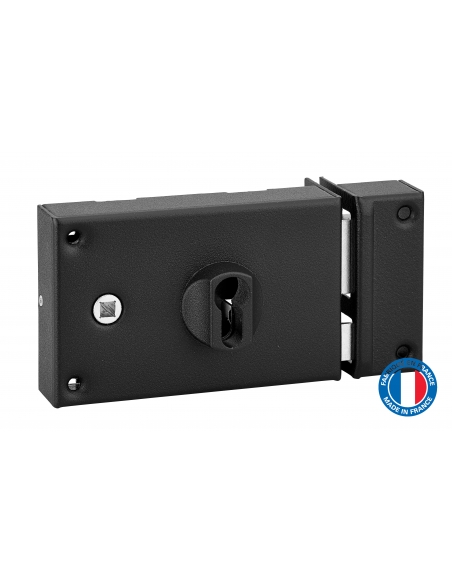 Boitier de serrure horizontale en applique double entrée à fouillot pour entrée, droite, axe 60mm, 140x88mm, noir - THIRARD FBA