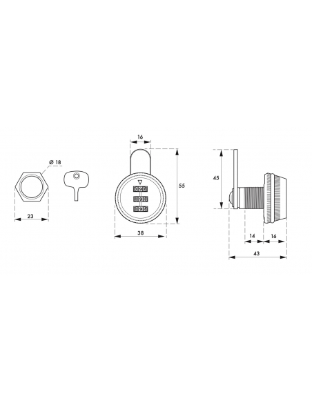 Batteuse pour boîte aux lettres à combinaison, 3 chiffres, came plate, chromé - THIRARD FBA