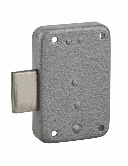 Serrure de meuble Paris pour porte d'ameublement, gauche, axe 25mm, 50x70mm, gris, 1 clé - THIRARD FBA