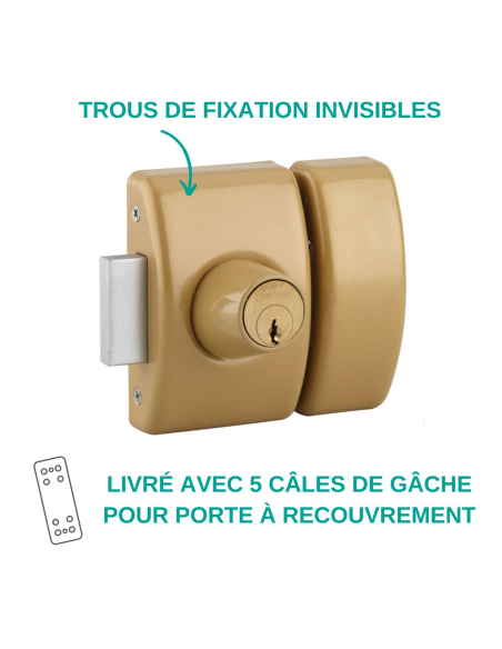 Verrou double entrée Design 5 pour porte d'entrée, cylindre 50mm, acier, 3 clés, bronze - THIRARD FBA