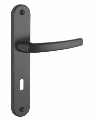 Ensemble de poignées pour porte de chambre Sultane trou de clé, carré 7mm, entr'axes 195mm, noir - THIRARD FBA