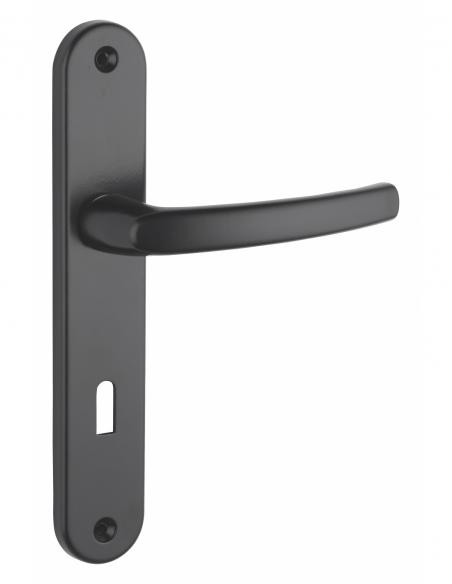 Ensemble de poignées pour porte de chambre Sultane trou de clé, carré 7mm, entr'axes 195mm, noir - THIRARD FBA