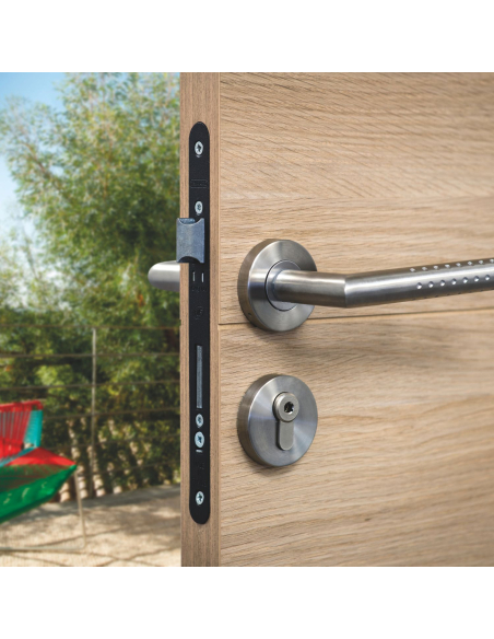 Serrure encastrable Monomax NF pour cylindre européen, axe 40mm, bouts ronds, têtière noire - THIRARD Serrures encastrables