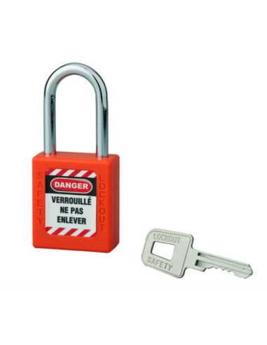 Cadenas de consignation LOTO Lockout Tagout 40 mm anse acier Ø 6 x 38 mm orange Accessoires de consignation