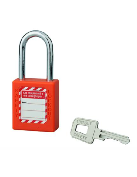 Cadenas de consignation LOTO Lockout Tagout 40 mm anse acier Ø 6 x 38 mm orange Accessoires de consignation