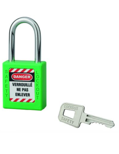 Cadenas de consignation LOTO Lockout Tagout 40 mm anse acier Ø 6 x 38 mm vert Accessoires de consignation