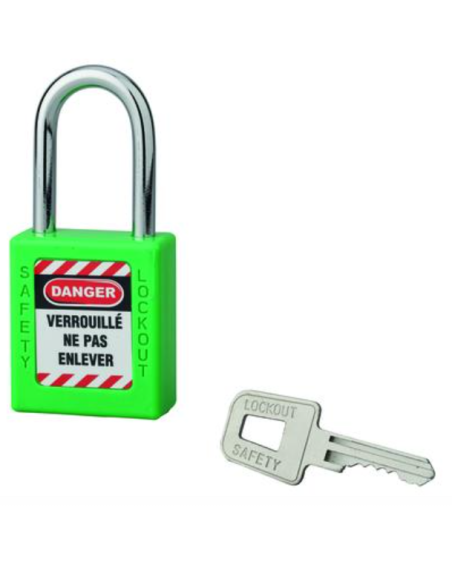 Cadenas de consignation LOTO Lockout Tagout 40 mm anse acier Ø 6 x 38 mm vert Accessoires de consignation
