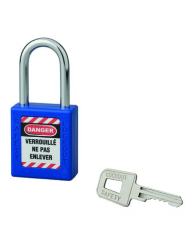 Cadenas de consignation LOTO Lockout Tagout 40 mm anse acier Ø 6 x 38 mm bleu Accessoires de consignation