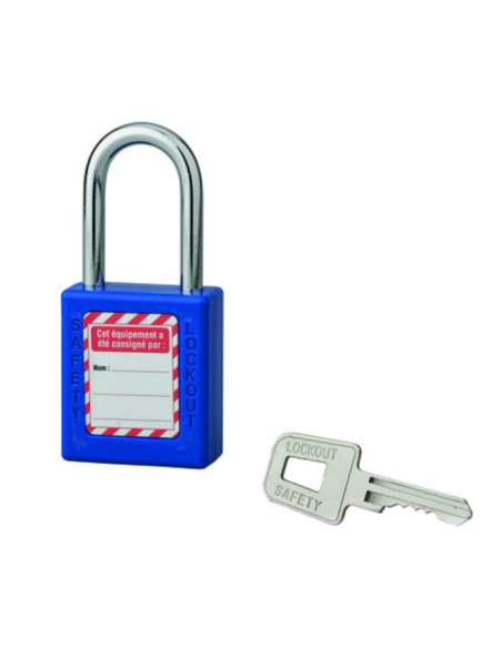 Cadenas de consignation LOTO Lockout Tagout 40 mm anse acier Ø 6 x 38 mm bleu Accessoires de consignation