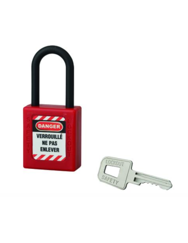 Cadenas de consignation LOTO Lockout Tagout 40 mm anse nylon Ø 6 x 38 mm rouge Accessoires de consignation