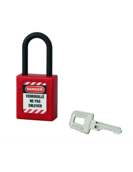 Cadenas de consignation LOTO Lockout Tagout 40 mm anse nylon Ø 6 x 38 mm rouge Accessoires de consignation