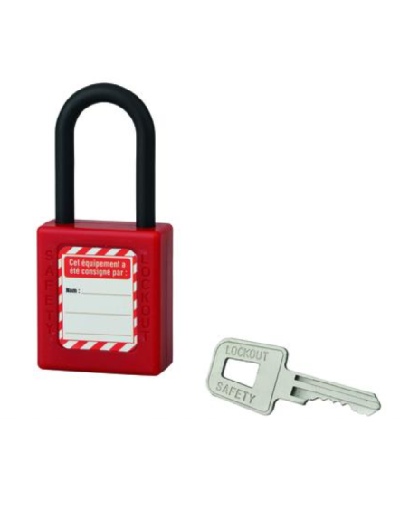 Cadenas de consignation LOTO Lockout Tagout 40 mm anse nylon Ø 6 x 38 mm rouge Accessoires de consignation