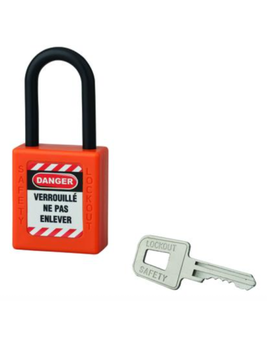 Cadenas de consignation LOTO Lockout Tagout 40 mm anse nylon Ø 6 x 38 mm orange Accessoires de consignation