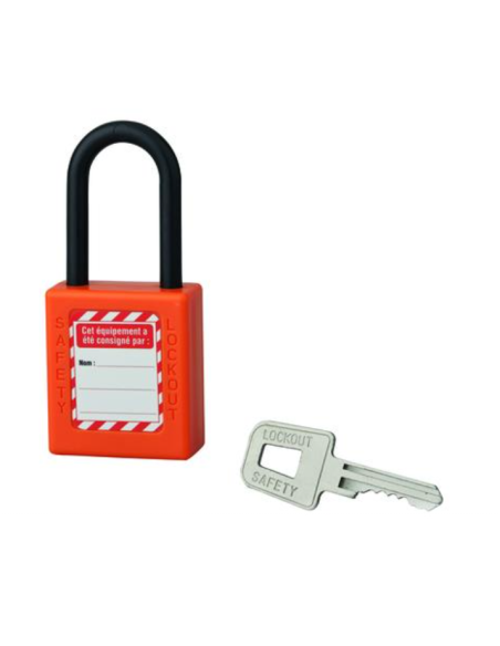 Cadenas de consignation LOTO Lockout Tagout 40 mm anse nylon Ø 6 x 38 mm orange Accessoires de consignation