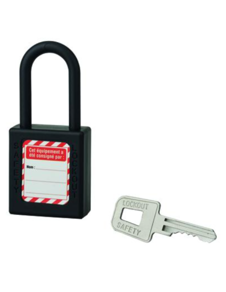 Cadenas de consignation LOTO Lockout Tagout 40 mm anse nylon Ø 6 x 38 mm noir Accessoires de consignation