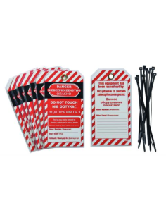 Lot de 10 étiquettes "DANGER - NE PAS TOUCHER" - Langue GB/PL/RU - THIRARD Étiquette de consignation