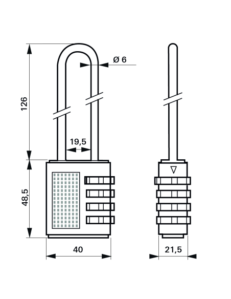 Cadenas à combinaison Compact 04, 4 chiffres, intérieur, anse haute acier, 40mm, noir - THIRARD Cadenas à combinaison