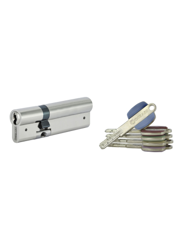Cylindre Vario DX 33x63mm, anti-arrachement, nickelé, 5 clés - THIRARD Cylindres à double entrée