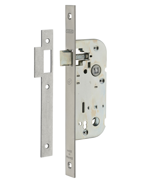 Lot de 50 serrures encastrables NF pour porte intérieure, axe 40mm, bouts carrés, inox - THIRARD Serrures encastrables