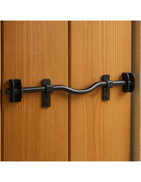 Barre de sécurité pour volet bois, acier, Ø18x460mm, zingué noir - SERRUPRO Barre de sécurité de volet