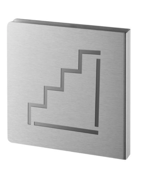 Signalétique découpée escalier inox brossé 120x120 mm Panneaux de signalisation