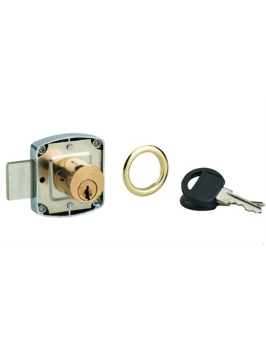 Serrure de meuble en applique pour porte d'ameublement en s'entrouvrant , axe 20mm, 40x40mm, nickelé, 2 clés - THIRARD Serrur...