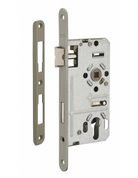 Boitier de serrure encastrable à cylindre pour porte d'entrée, droite, axe 55mm, bouts ronds - THIRARD FBA