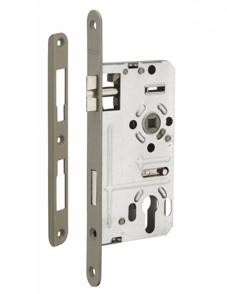 Boitier de serrure encastrable à cylindre pour porte d'entrée, gauche, axe 55mm, bouts ronds - THIRARD FBA