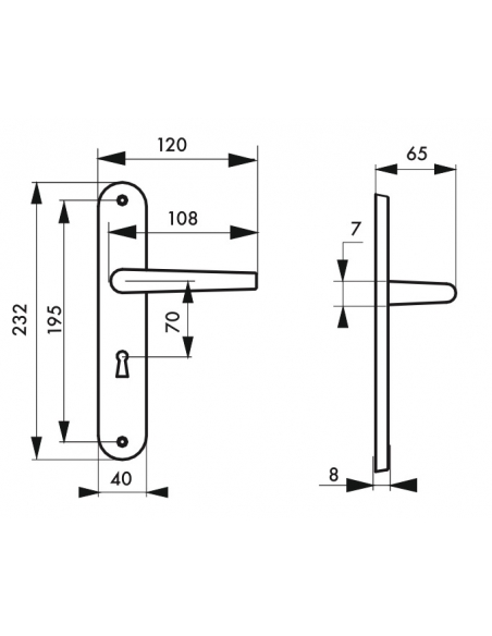 Ensemble de poignées pour porte de chambre Selene trou de clé, carré 7mm, entr'axes 195mm, nickelé satiné - THIRARD FBA