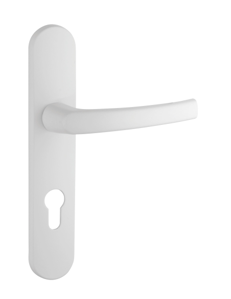 Ensemble de poignées pour porte d'entrée palière Sultane trou de cylindre, entr'axes 195mm, blanc - THIRARD FBA