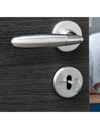 Paire de béquilles Mirella2 pour porte, carré 7mm, chromé brillant/satiné - THIRARD Poignée sur rosace