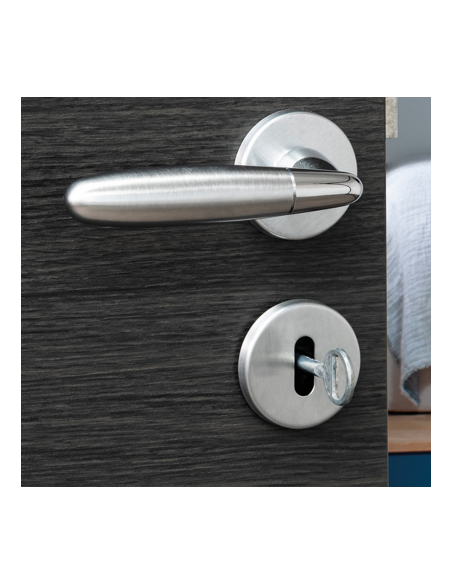 Paire de béquilles Mirella2 pour porte, carré 7mm, chromé brillant/satiné - THIRARD Poignée sur rosace