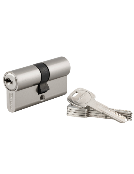 Cylindre de serrure double entrée Trafic 6, 30x30mm, anti-arrachement, anti-perçage, nickel, fonction urgence 5 clés - THIRAR...