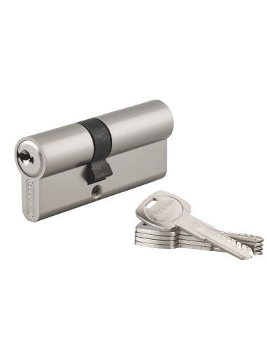 Cylindre de serrure double entrée Trafic 6, 30x40mm, anti-arrachement, anti-perçage, nickel, fonction urgence 5 clés - THIRAR...