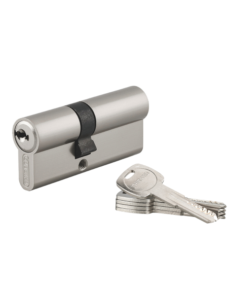 Cylindre de serrure double entrée Trafic 6, 30x40mm, anti-arrachement, anti-perçage, nickel, fonction urgence 5 clés - THIRAR...