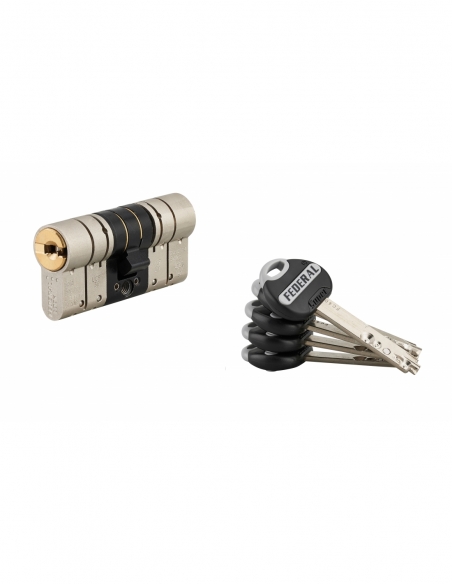 Cylindre de serrure double entrée Federal 2, 32x32mm, nickel, anti-arrachement, anti-perçage, 5 clés - THIRARD FBA